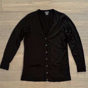 Ann Taylor Chocolate Brown Long Line Button-Up Cardigan